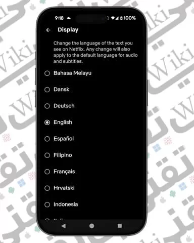 لغة عرض netflix للجوال